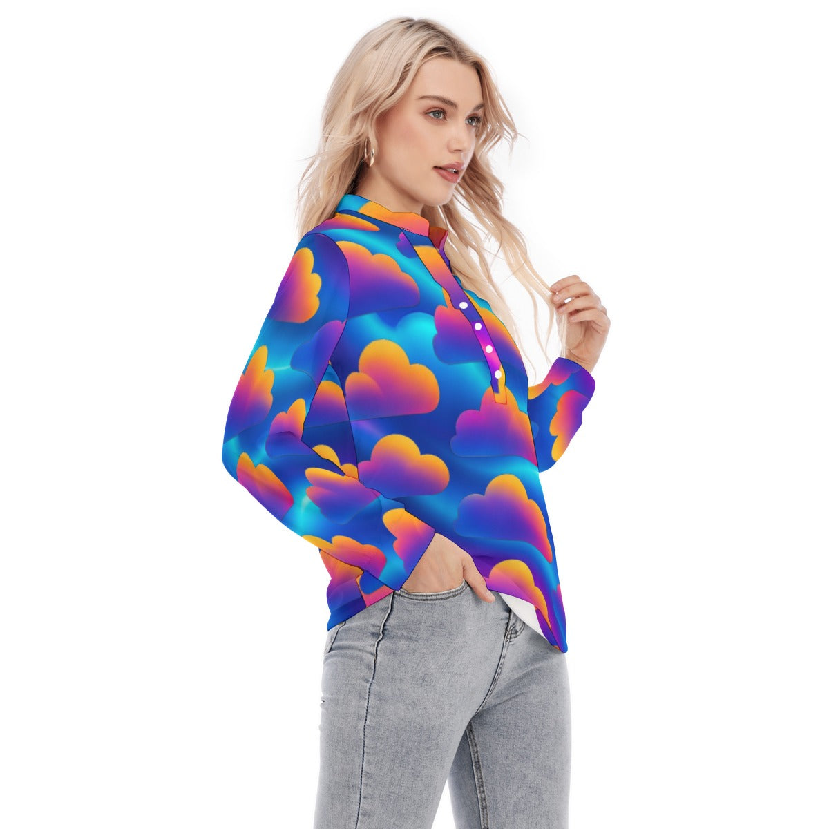 Women's Long Sleeve Blouse With Button Closure