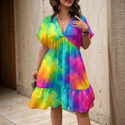 Women’s Floral V-Neck Short Sleeve Dress