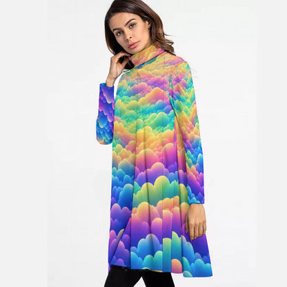 Women's High Neck Dress With Long Sleeve