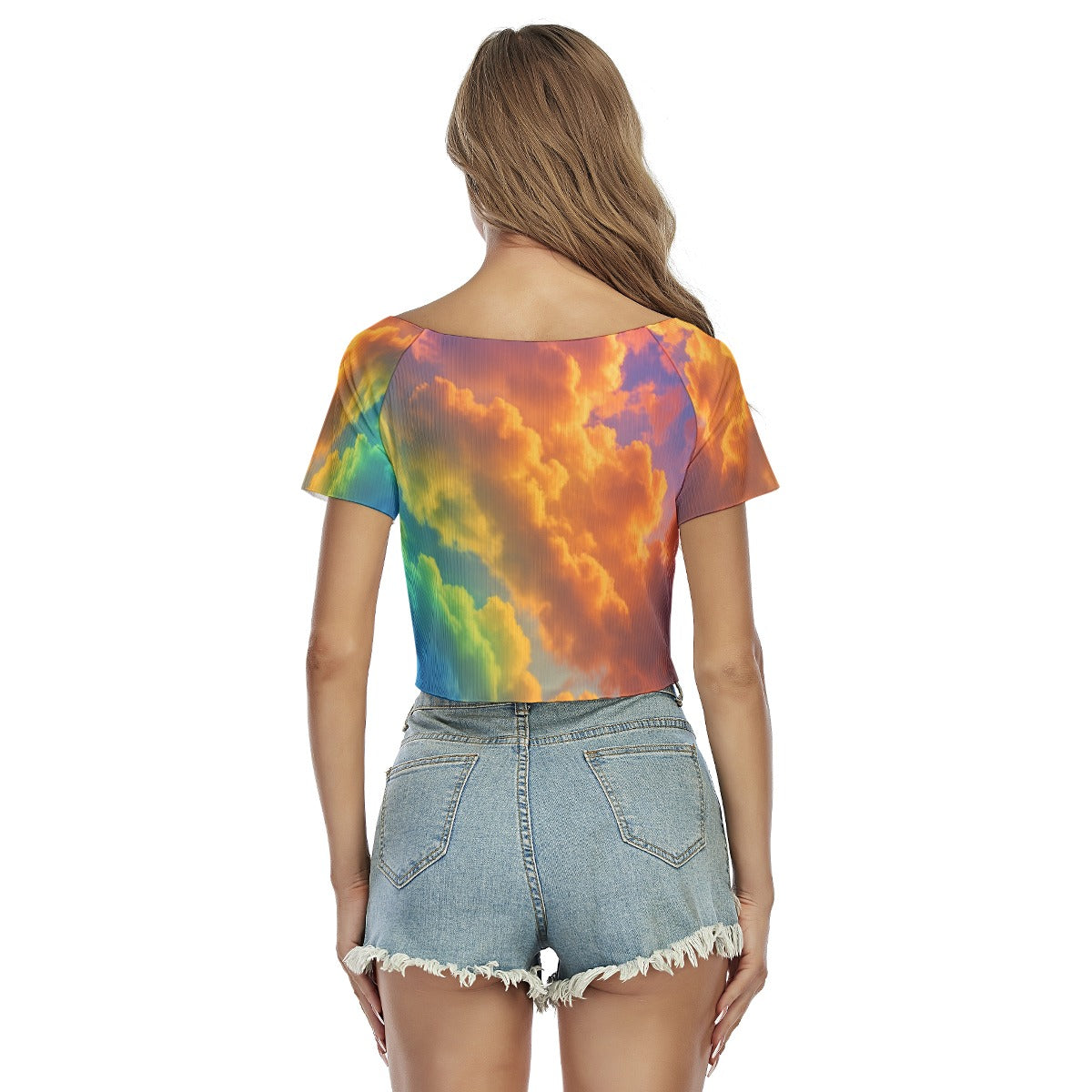 Women's Raglan Drawstring Front Crop Tee