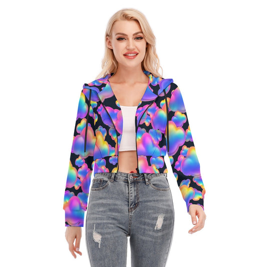 Women's Crop Top Hoodie With Zipper Closure