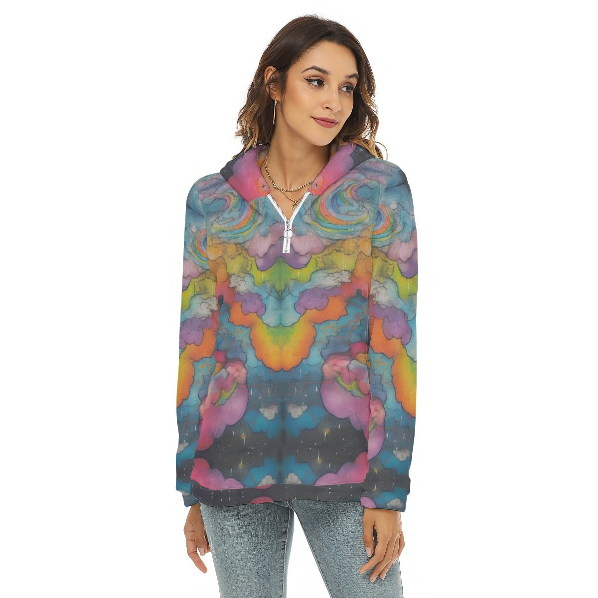 Women's Borg Fleece Hoodie With Half Zip