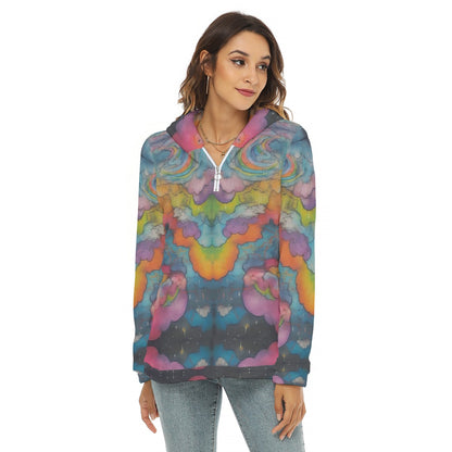 Women's Borg Fleece Hoodie With Half Zip