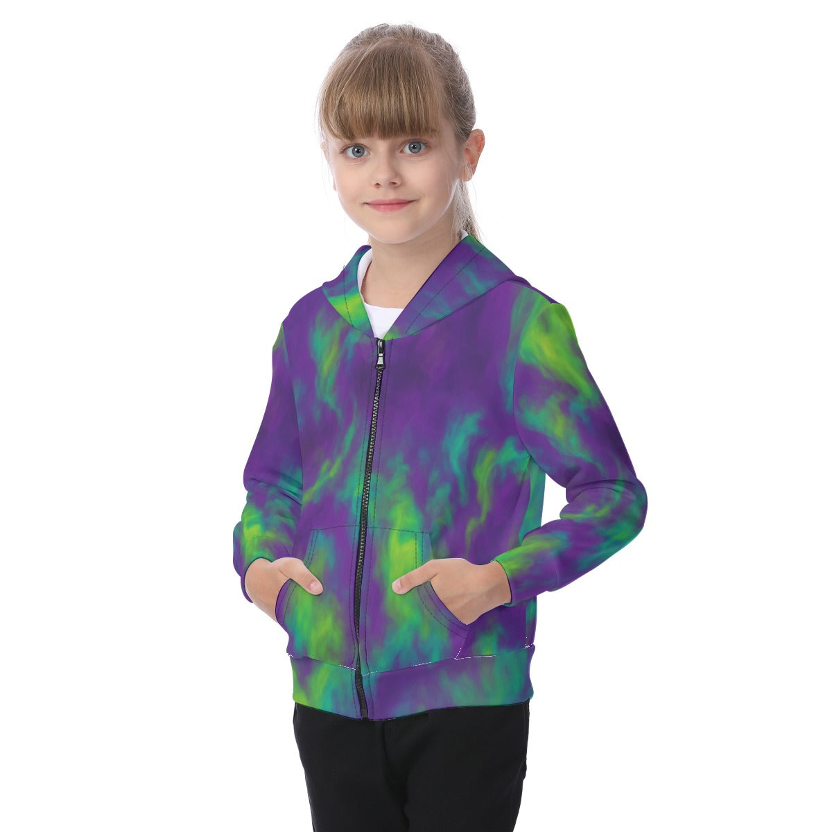 Unisex Kid's Zip-up Hoodie With Patch Pocket