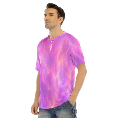 Men's Raglan Sleeve T-shirt With Button Closure