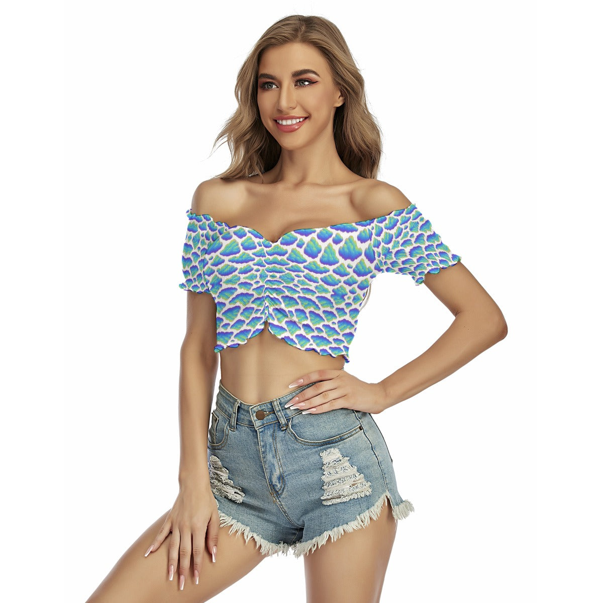 Women's One-shoulder Off-the-navel Short Sleeve T-shirt