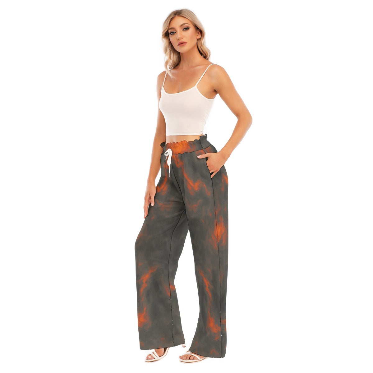Women's Waist Fungus Edge Wide-leg Pants