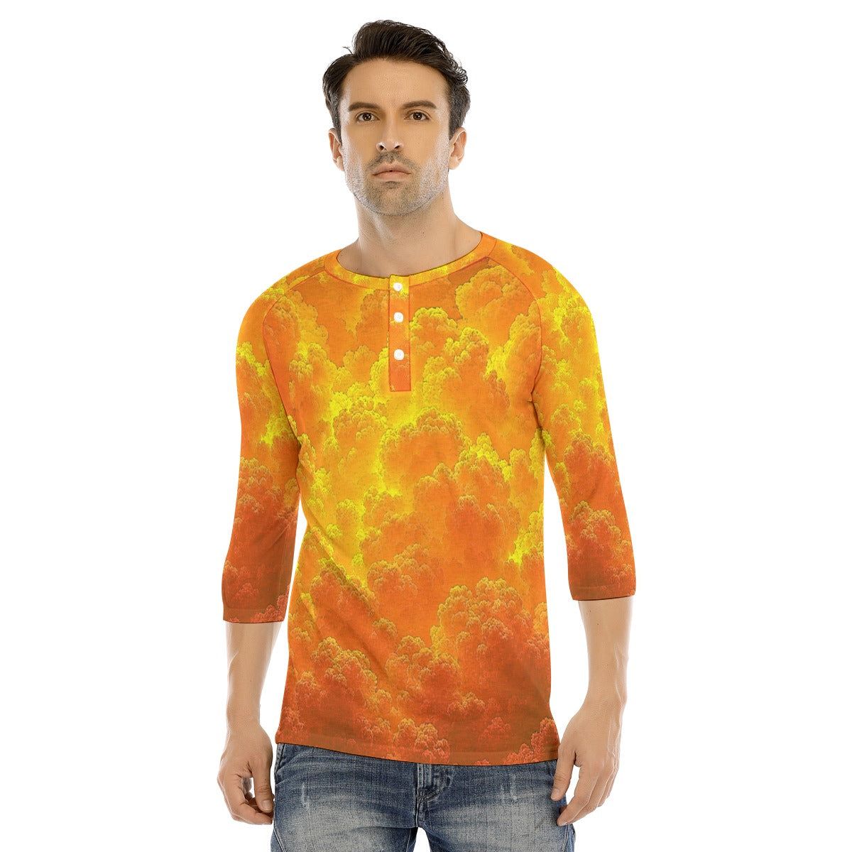 Men's Bracelet Sleeve T-shirt With Button Closure - view 1