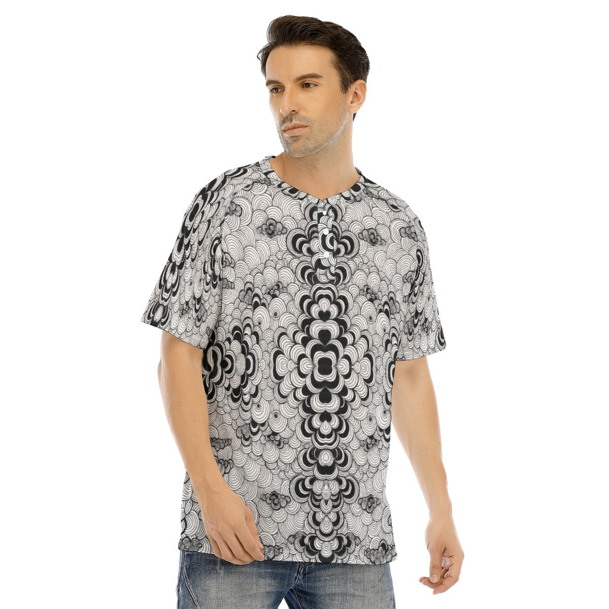 Men's Raglan Sleeve T-shirt With Button Closure