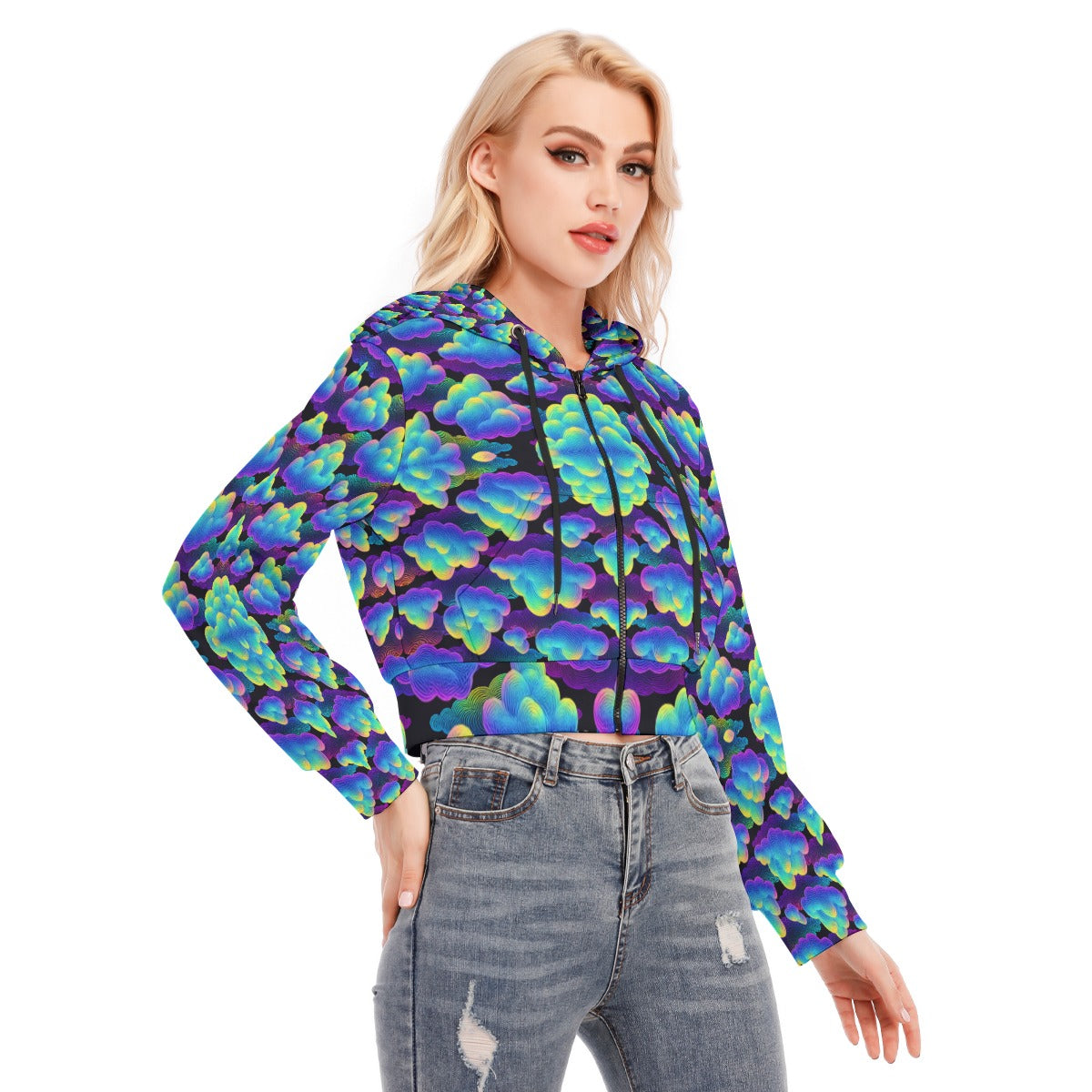 Women's Crop Top Hoodie With Zipper Closure