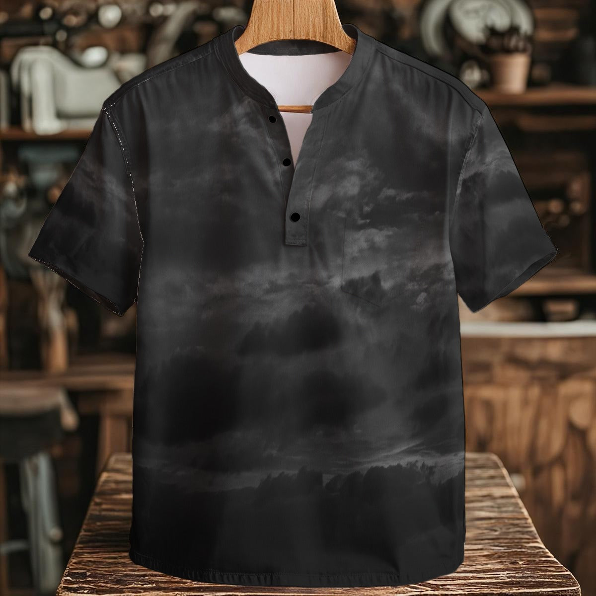 Men's Henley Shirt With Chest Pocket