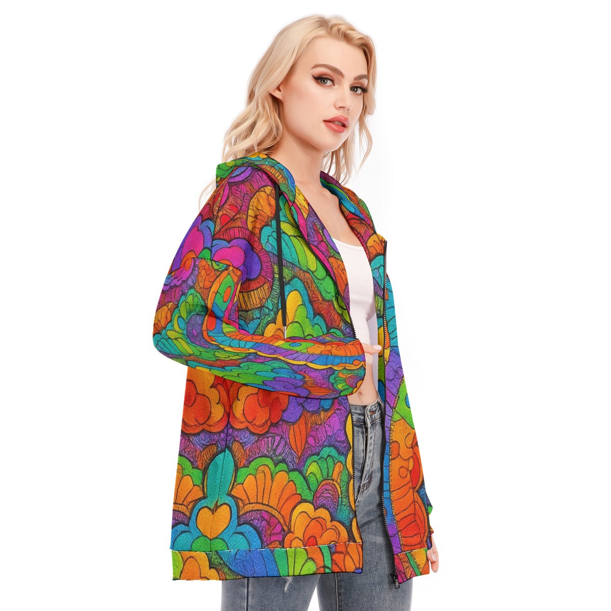 Women's Long Hoodie With Zipper Closure