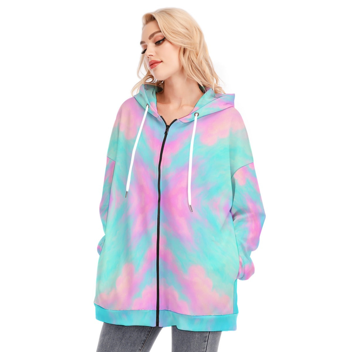 Women's Long Hoodie With Zipper Closure