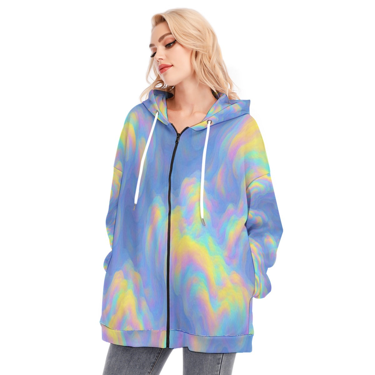 Women's Long Hoodie With Zipper Closure