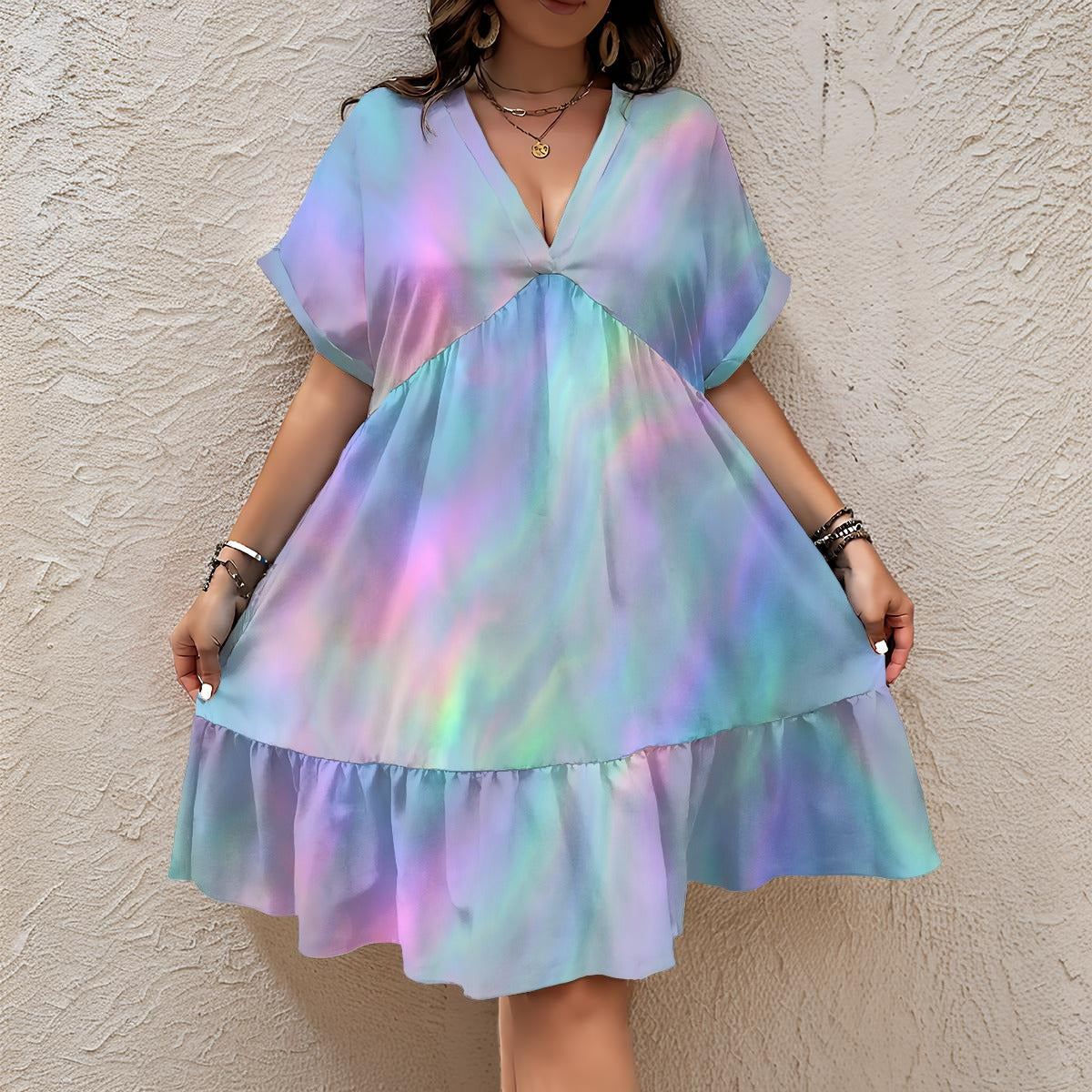 Women’s Floral V-Neck Short Sleeve Dress