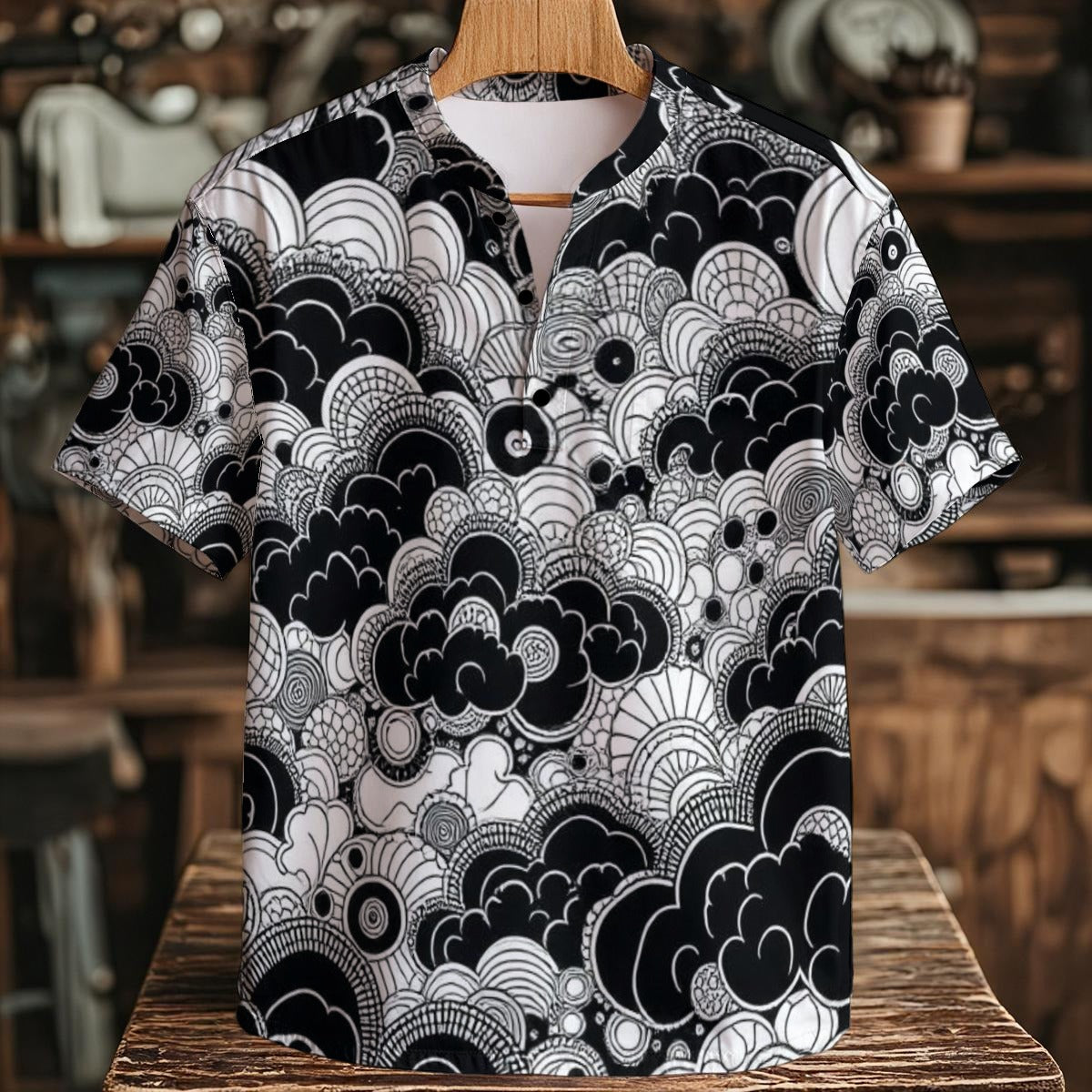 Men's Henley Shirt With Chest Pocket