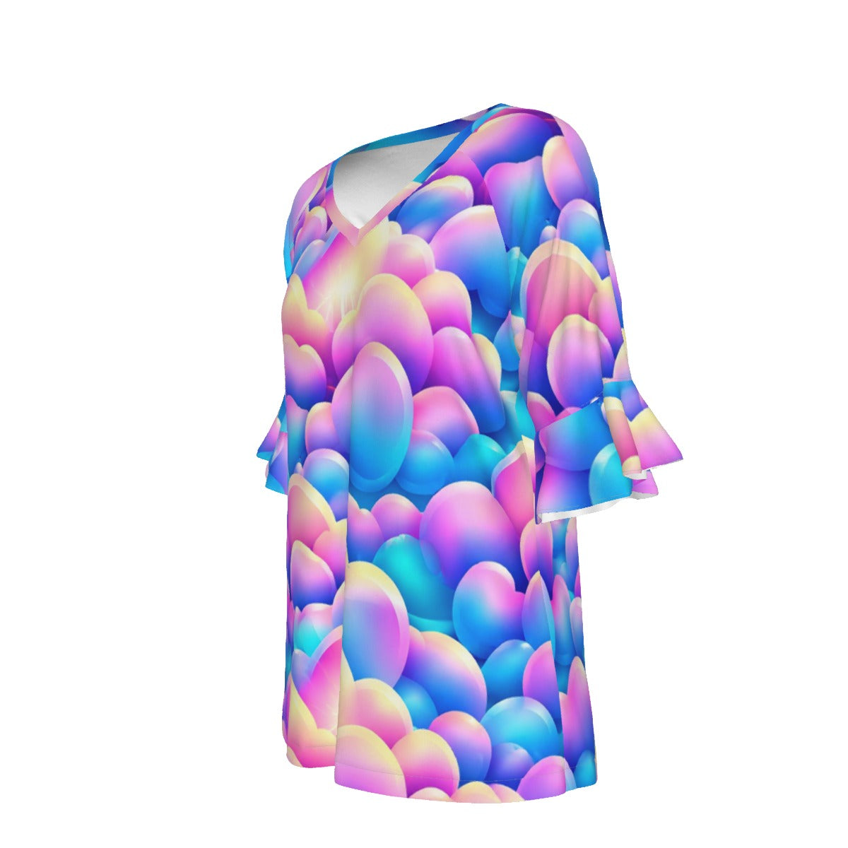 V-neck Women's T-shirt With Bell Sleeve