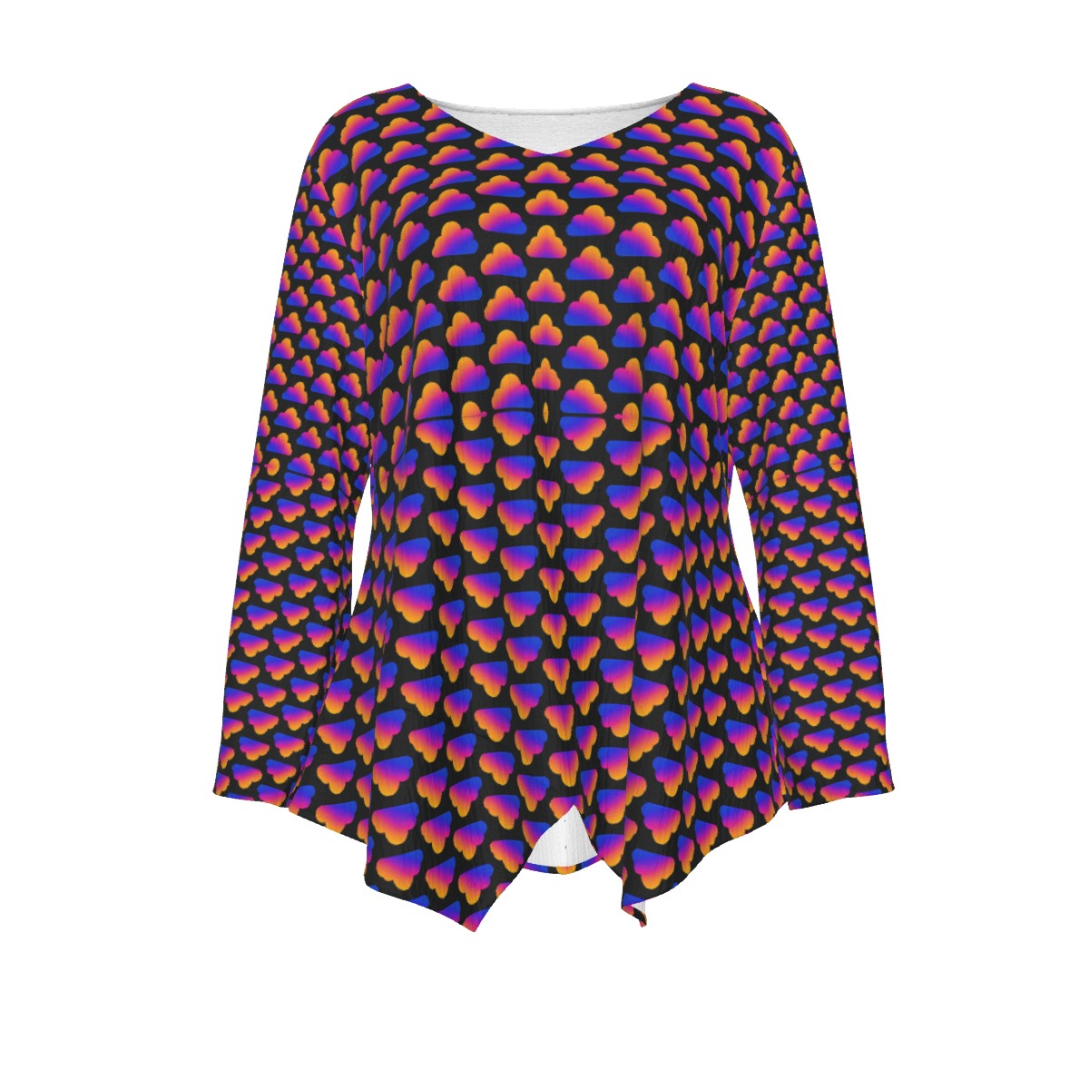 Women's V-neck T-shirt With Irregular Hem