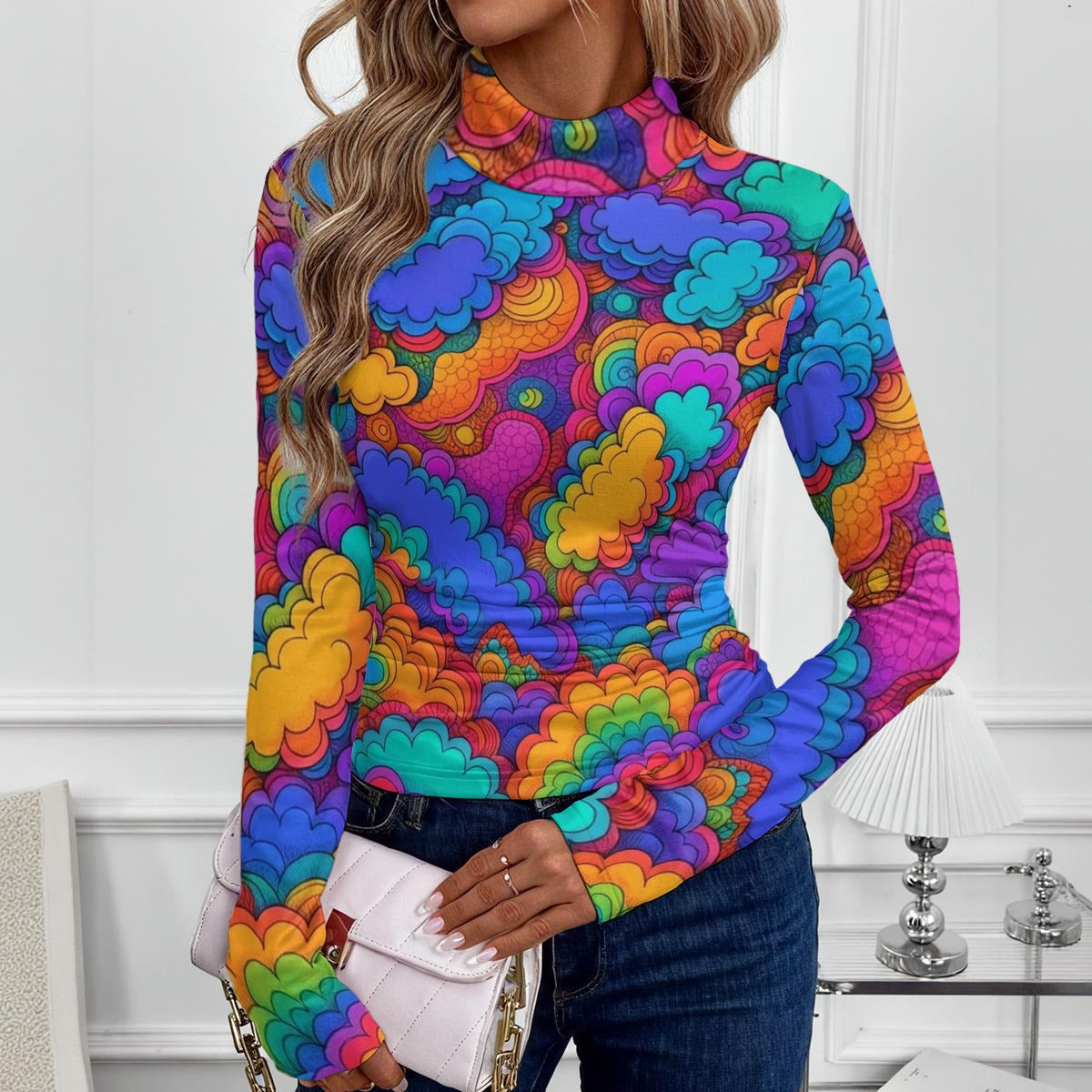 Women's Women's High-Neck Top With Long Sleeve