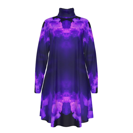 Women's High Neck Dress With Long Sleeve