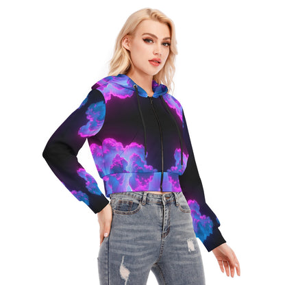 Women's Crop Top Hoodie With Zipper Closure
