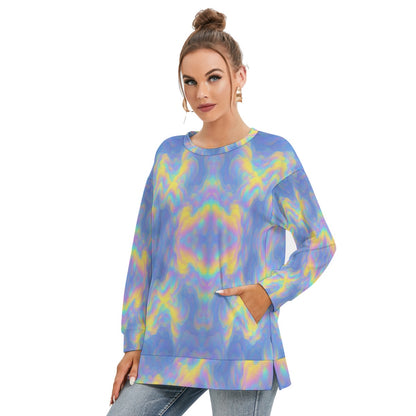 Women's Side Split O-neck Sweatshirt