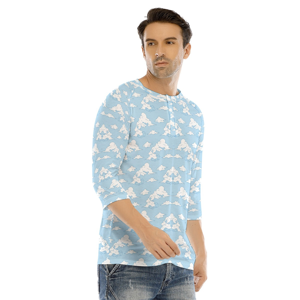 Men's Bracelet Sleeve T-shirt With Button Closure - view 2