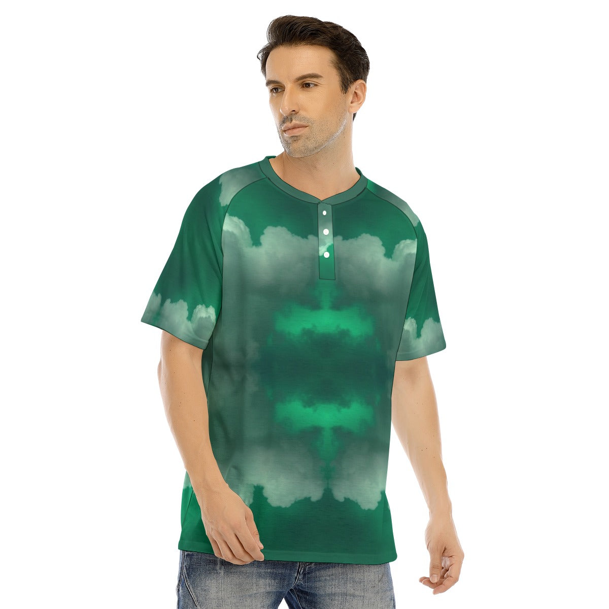 Men's Raglan Sleeve T-shirt With Button Closure