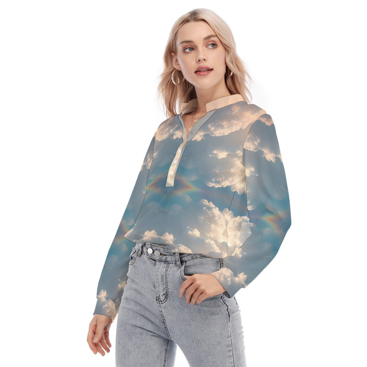 Women's Long Sleeve Blouse With Button Closure