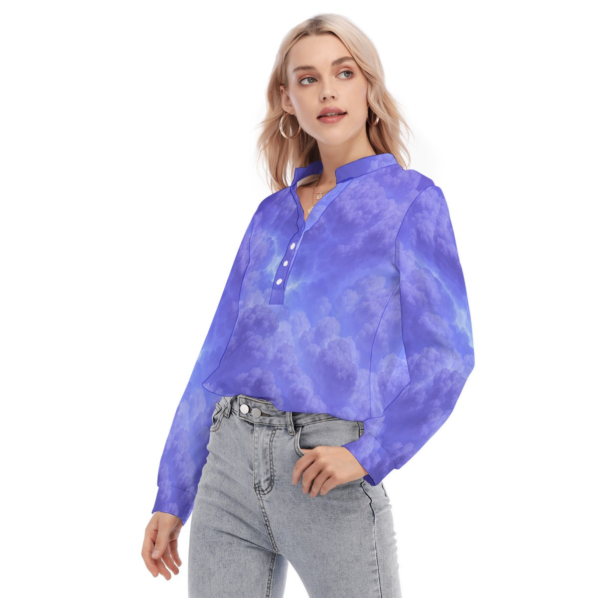 Women's Long Sleeve Blouse With Button Closure