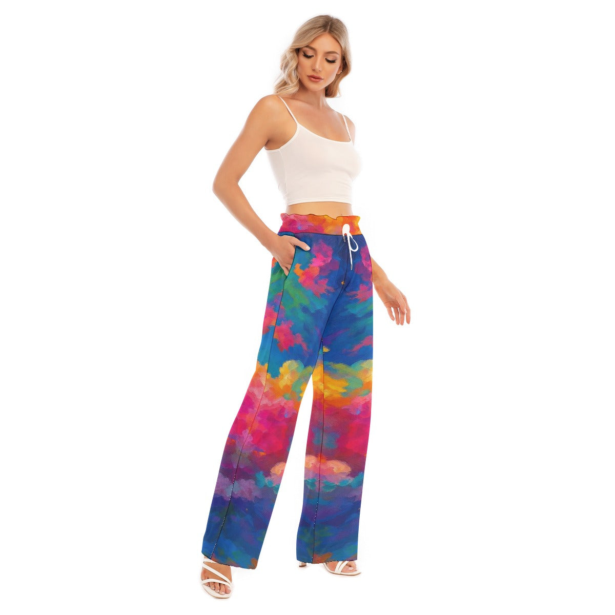 Women's Waist Fungus Edge Wide-leg Pants