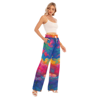 Women's Waist Fungus Edge Wide-leg Pants