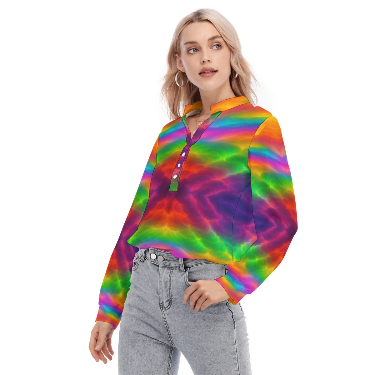 Women's Long Sleeve Blouse With Button Closure