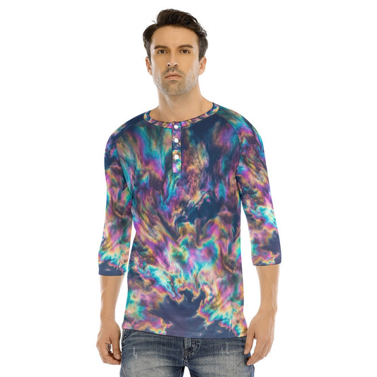 Men's Bracelet Sleeve T-shirt With Button Closure - view 1