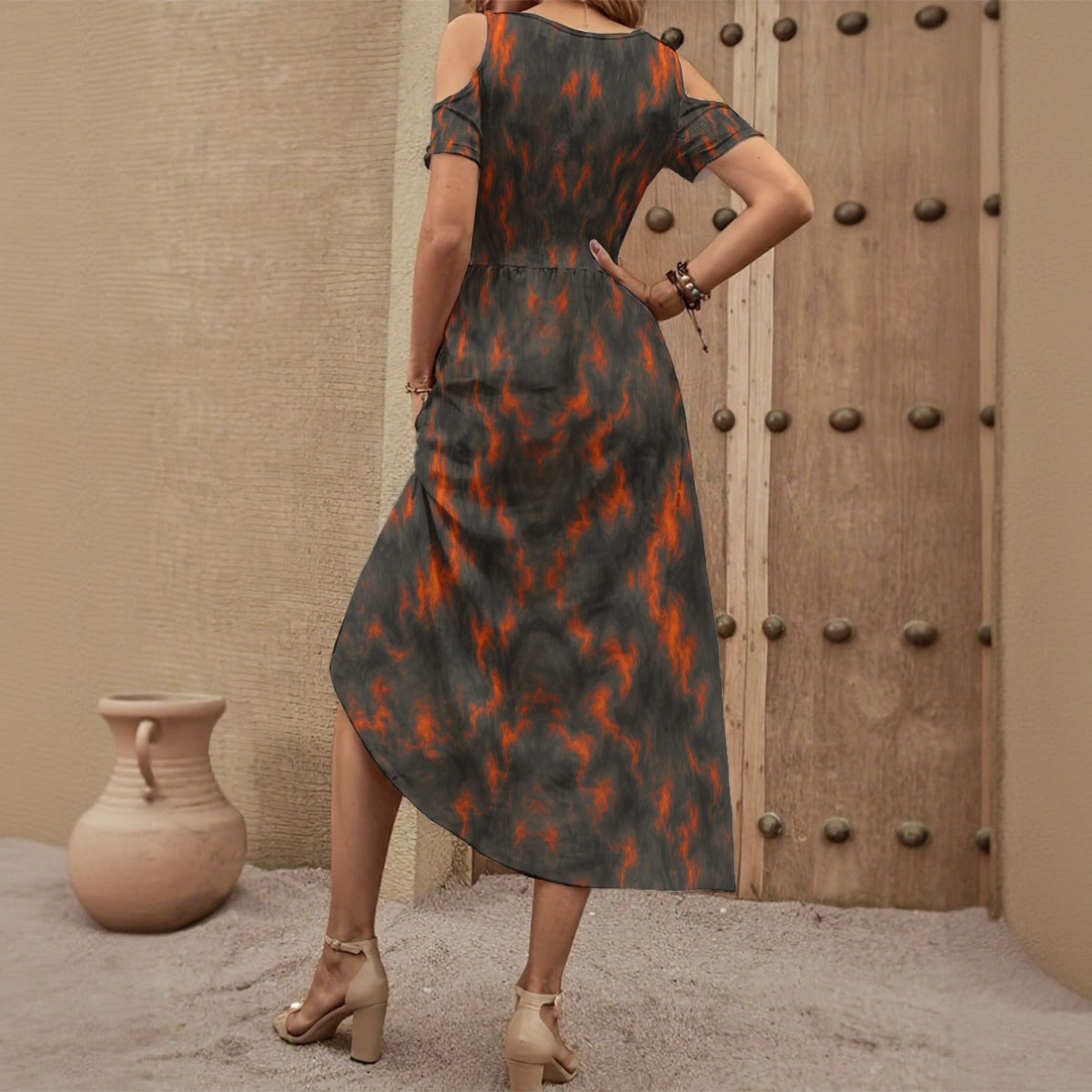 Women's V-neck Off-shoulder Dress