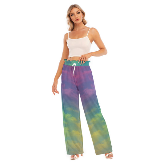 Women's Waist Fungus Edge Wide-leg Pants