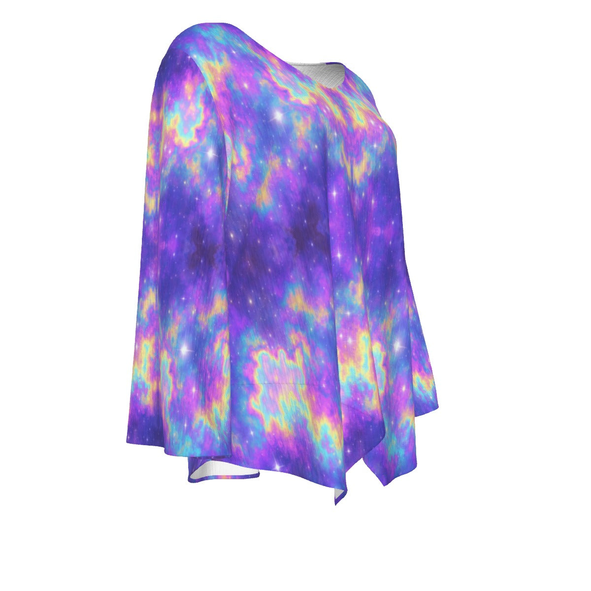 Women's V-neck T-shirt With Irregular Hem