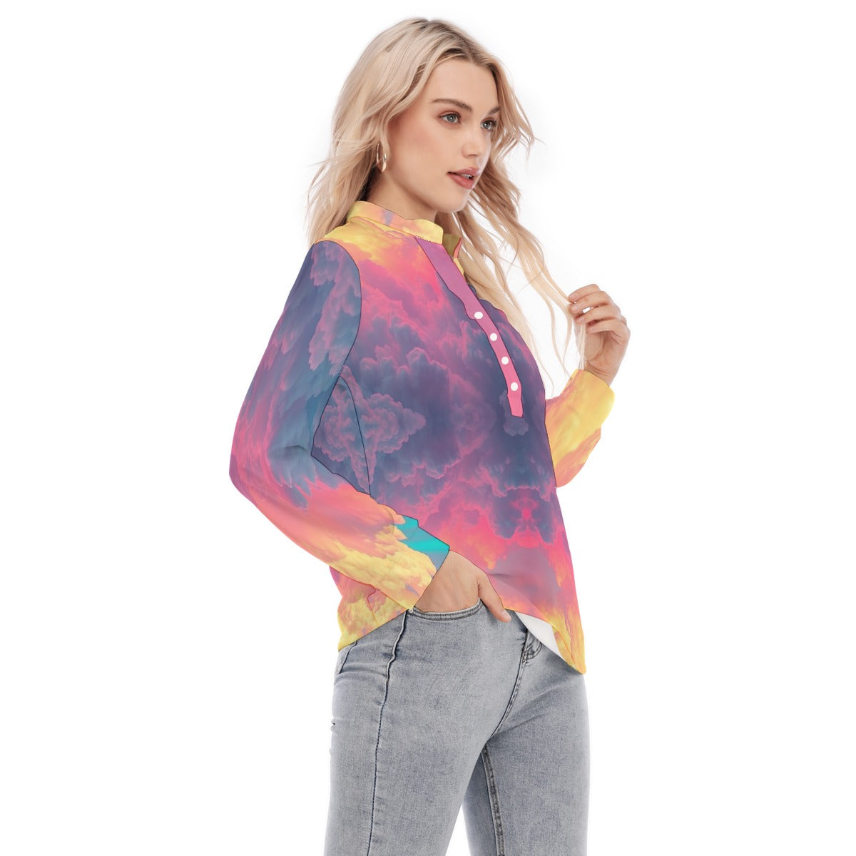Women's Long Sleeve Blouse With Button Closure