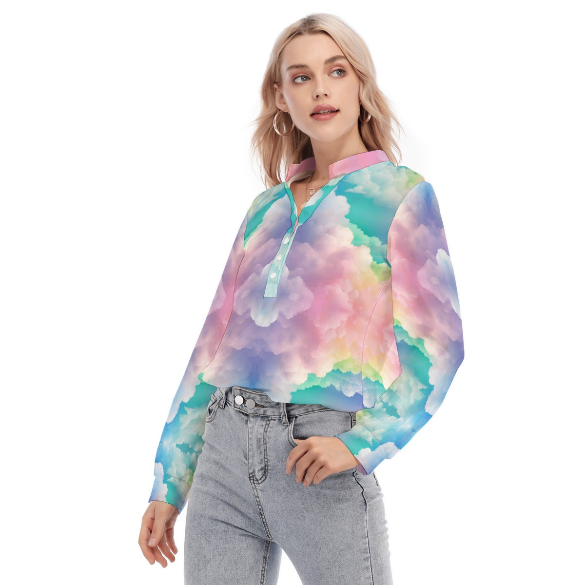 Women's Long Sleeve Blouse With Button Closure