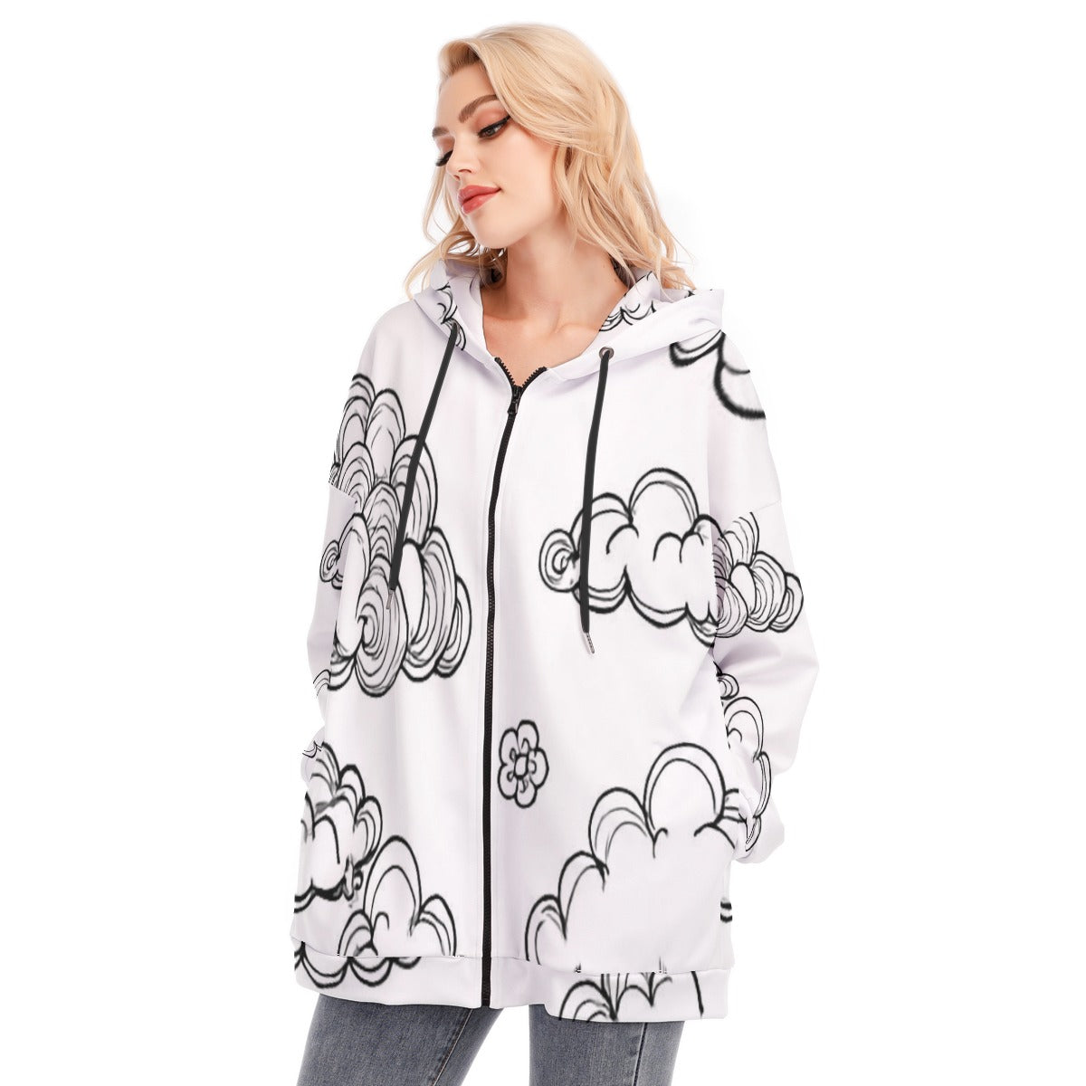 Women's Long Hoodie With Zipper Closure