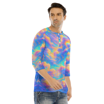 Men's Bracelet Sleeve T-shirt With Button Closure - view 2