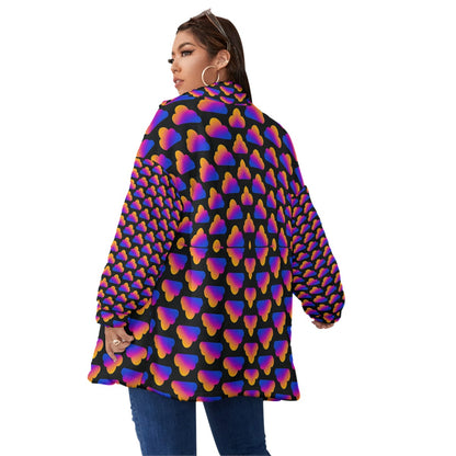 Unisex Borg Fleece Stand-up Collar Coat With Zipper Closure(Plus Size)