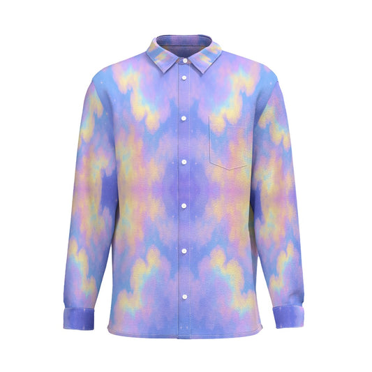 Men's Business Lapel Long Sleeve Shirt With Pocket|110GSM Imitation Flax