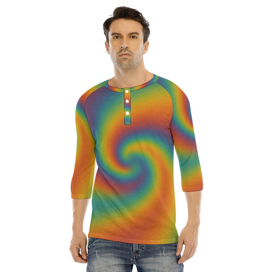 Men's Bracelet Sleeve T-shirt With Button Closure - view 1
