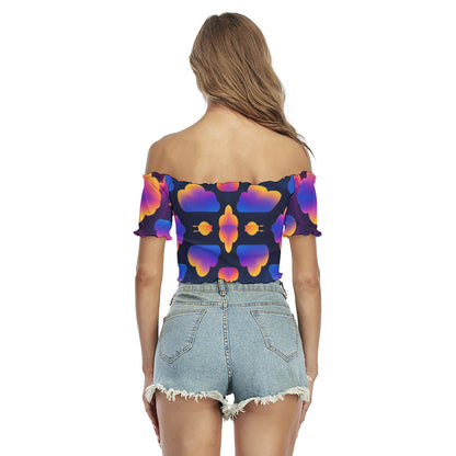 Women's One-shoulder Off-the-navel Short Sleeve T-shirt