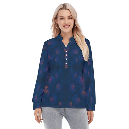 Women's Long Sleeve Blouse With Button Closure