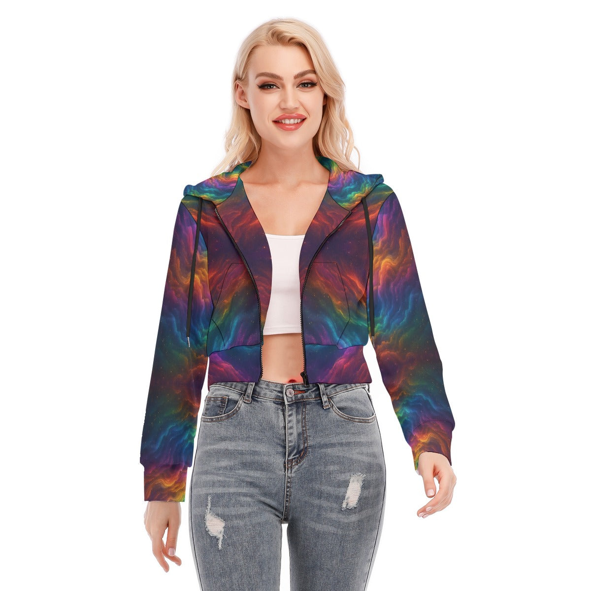 Women's Crop Top Hoodie With Zipper Closure