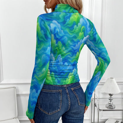 Women's Women's High-Neck Top With Long Sleeve