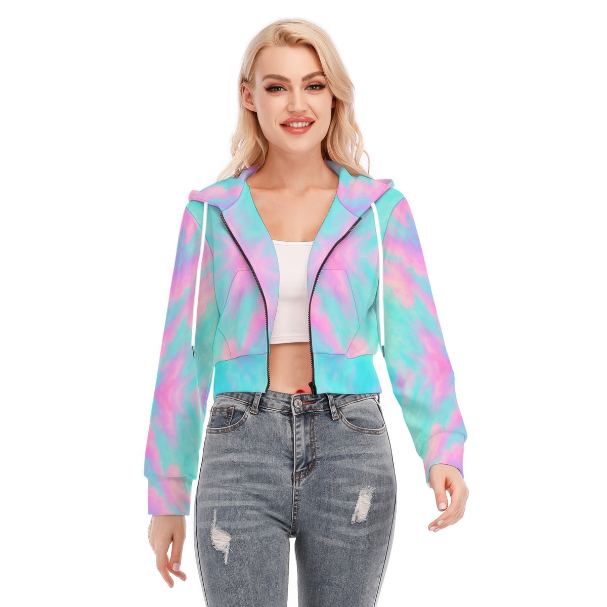 Women's Crop Top Hoodie With Zipper Closure