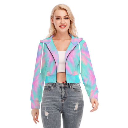Women's Crop Top Hoodie With Zipper Closure
